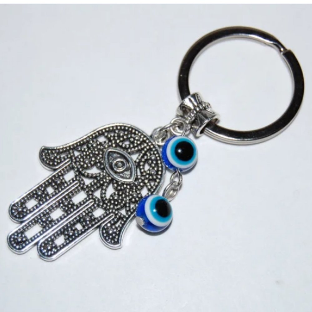 Hamsa Keychain,Evil Eye Keychain,Good Luck Keyring